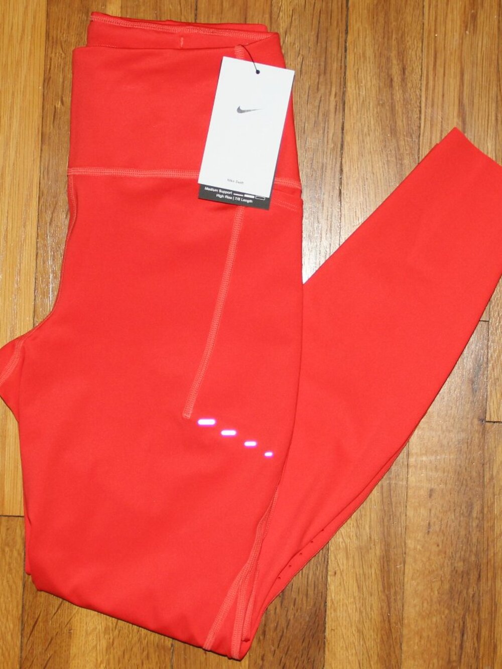 Nike Swift High-Waisted 7/8 Running Leggings Womens S M Light Crimson